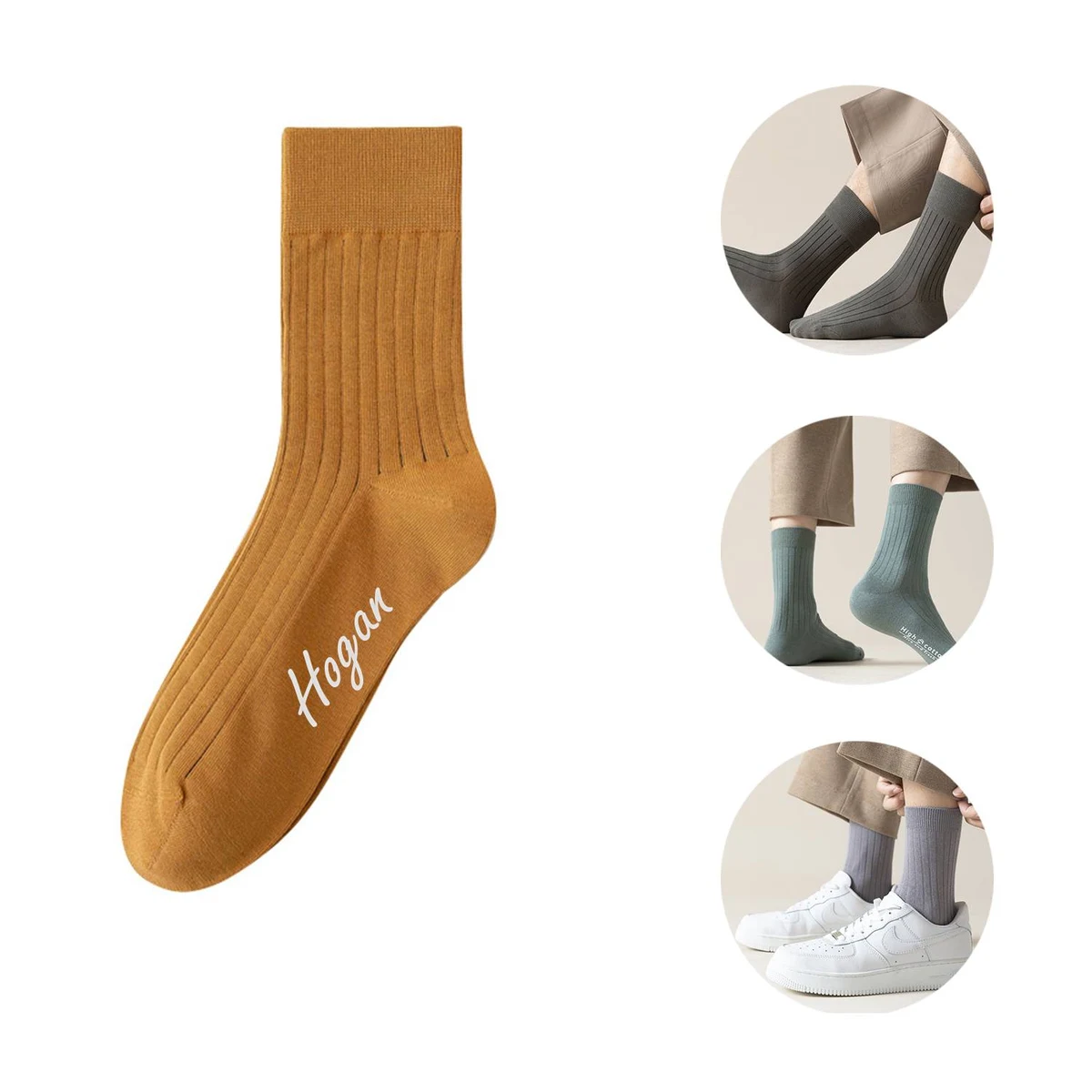 Men Sweat-Absorbing Solid Color Boneless Cotton Socks 1