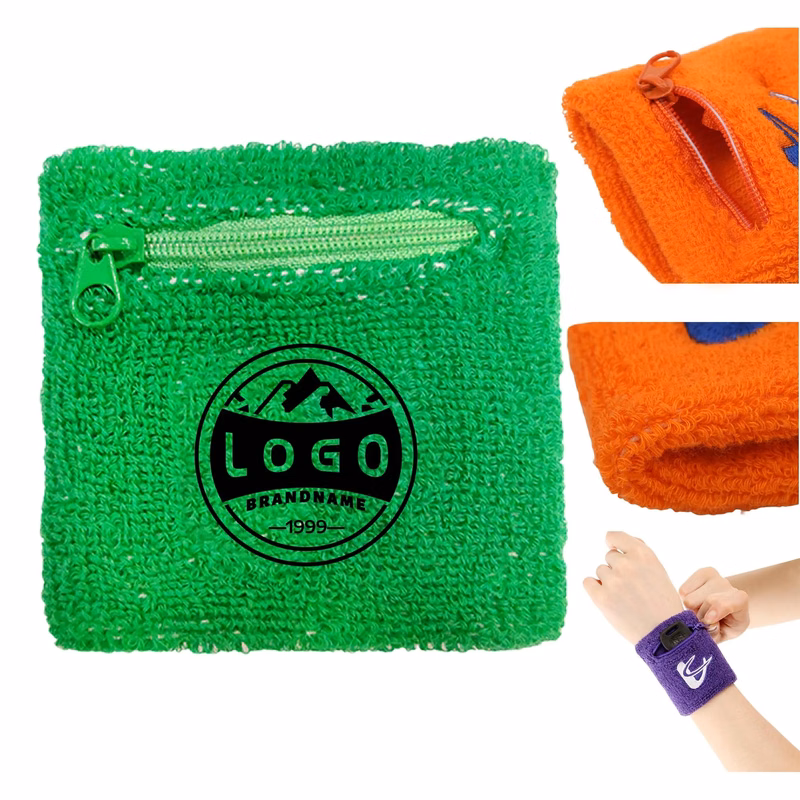 Plain Towel Wristband With Zipper