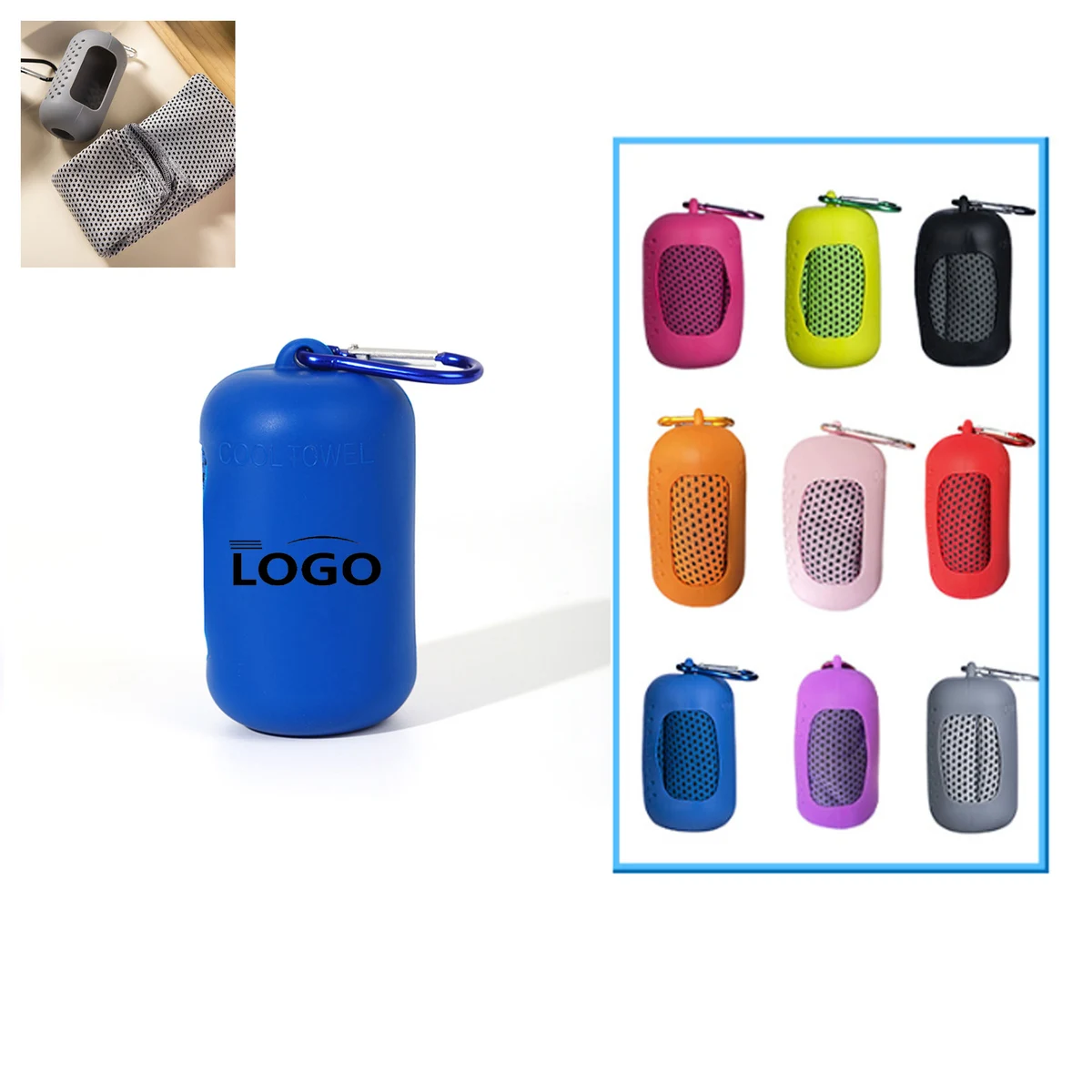 MOQ 50pcs Cold Sports Quick Drying Towel With Keychain 1