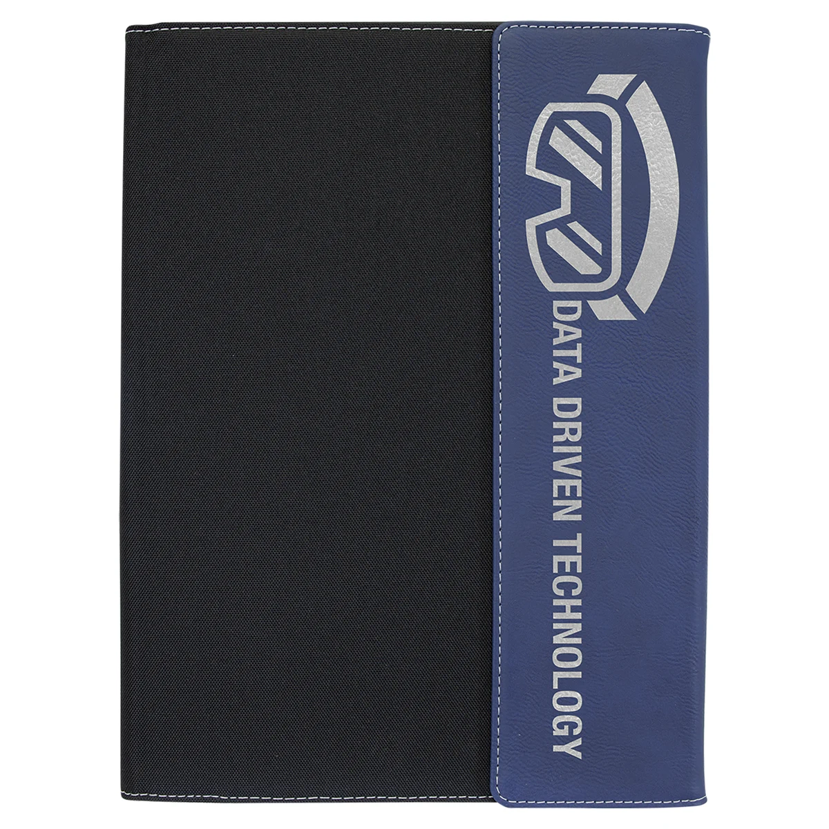 9 1/2"x12" Blue/Silver Leatherette / Black Canvas Portfolio w/Notepad 1
