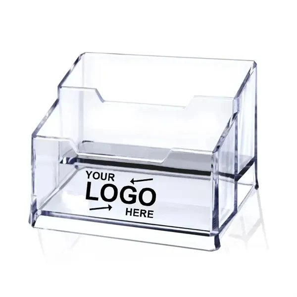Custom Clear Acrylic Two-Tier Business Card Holder — Executive Desk Organizer 1