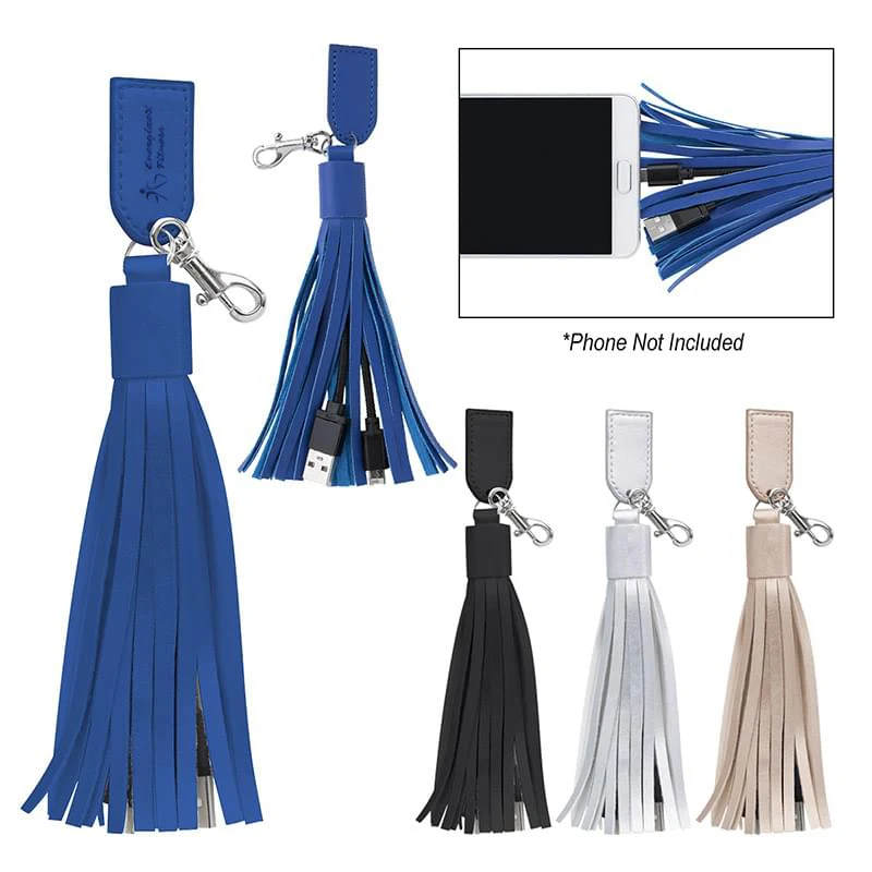 2-In-1 Charging Cables On Tassel Key Ring 1