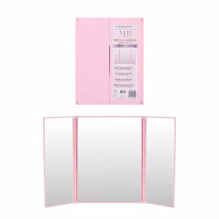 Trifold Mirror with Stand - Pink