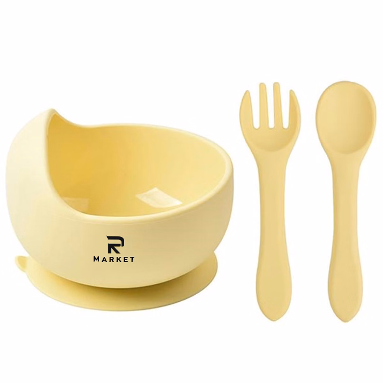 Silicone Suction Bowls for Baby with Spoon and Fork