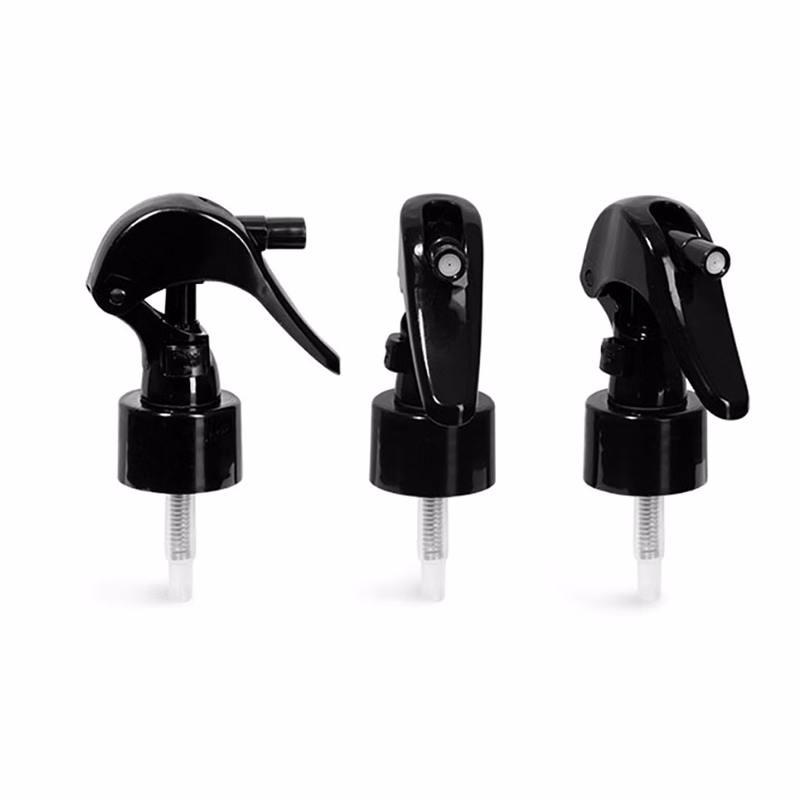 natural HDPEcosmo round plastic bottle w/ black mini trigger.
