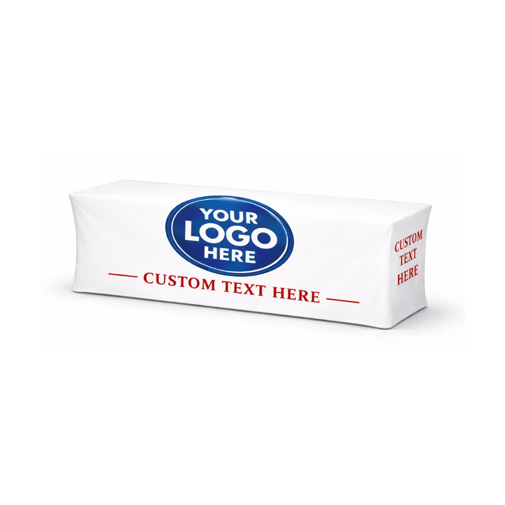6ft White Fitted Table Cover w/Front Logo 1