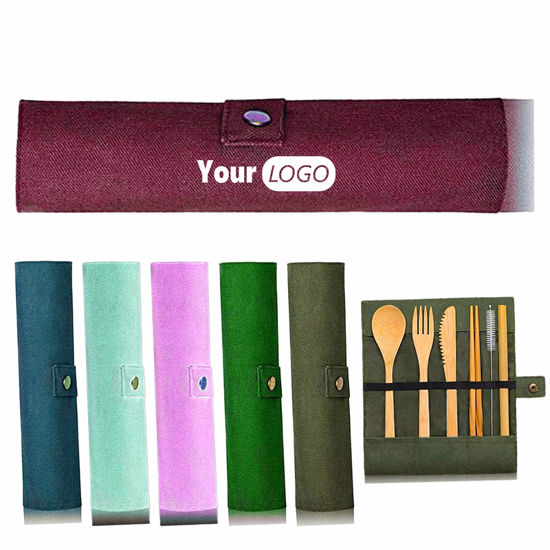 Bamboo Eco-Friendly Bamboo Travel Utensil Set With Carabiner