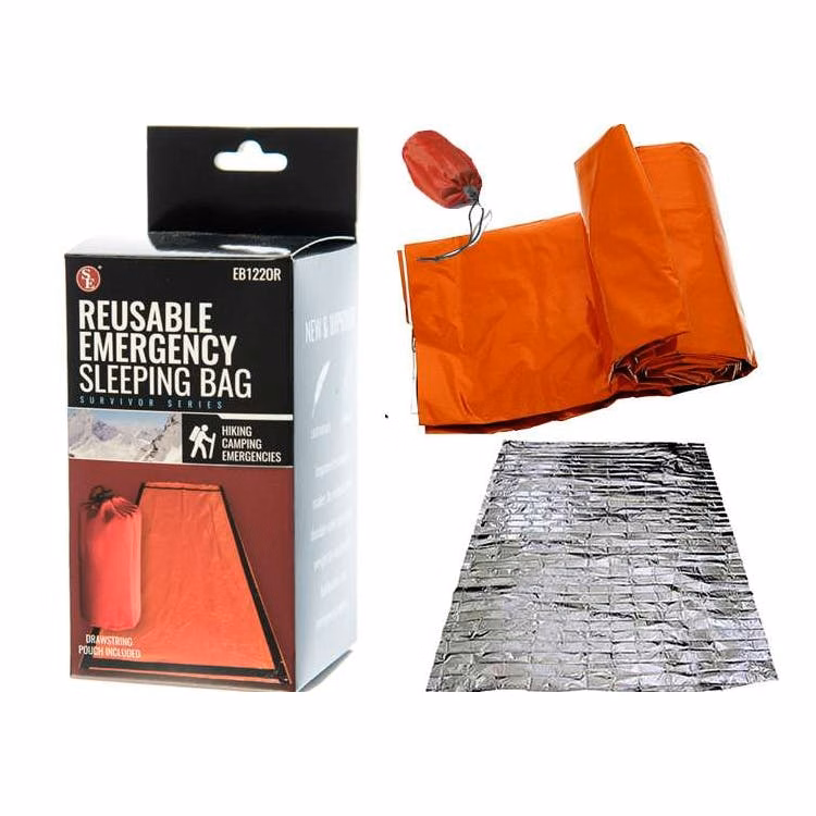 Heavy-Duty Emergency Bivy Aluminized PE Sleeping Bag Orange - 84" x 36"