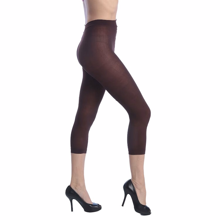 Women's Opaque Footless Capri Tights - Brown One Size Fits Most