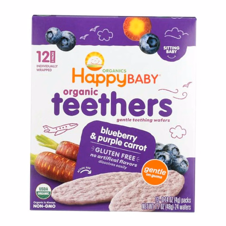 Happy Baby Wafer Snacks 6pk - Blueberry and Purple Carrot