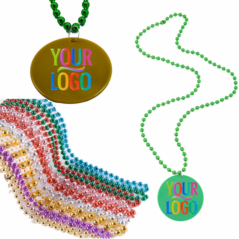 Mardi Gras Beaded Pendant Necklace