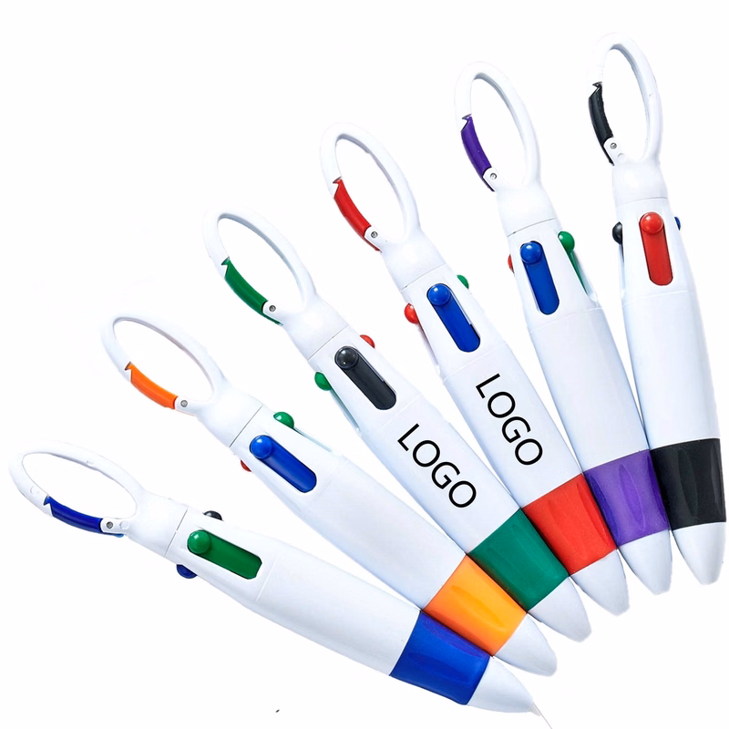 Four Color Ballpoint Pen With Buckle Clip