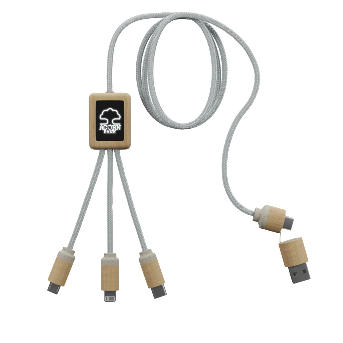 SCX Innovative Design™ 5-in-1 Bamboo Charging Cable 2A 1