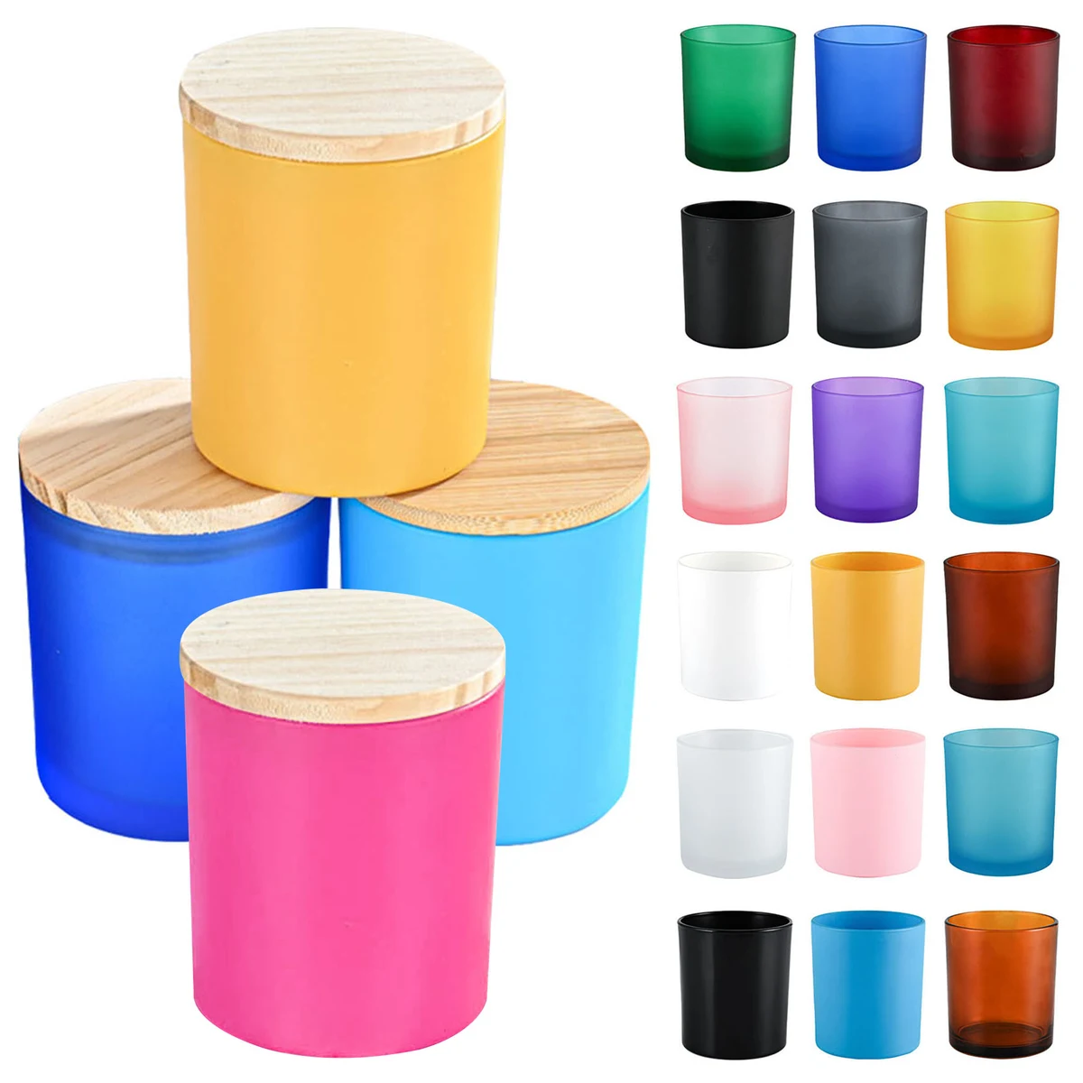 Empty Matte Color Glass Candle Jars With Lid 1