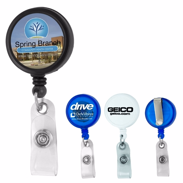 30""Worthington VL" 30" Cord Round Jumbo Imprint Retractable Badge Reel and Badge Holder with Metal