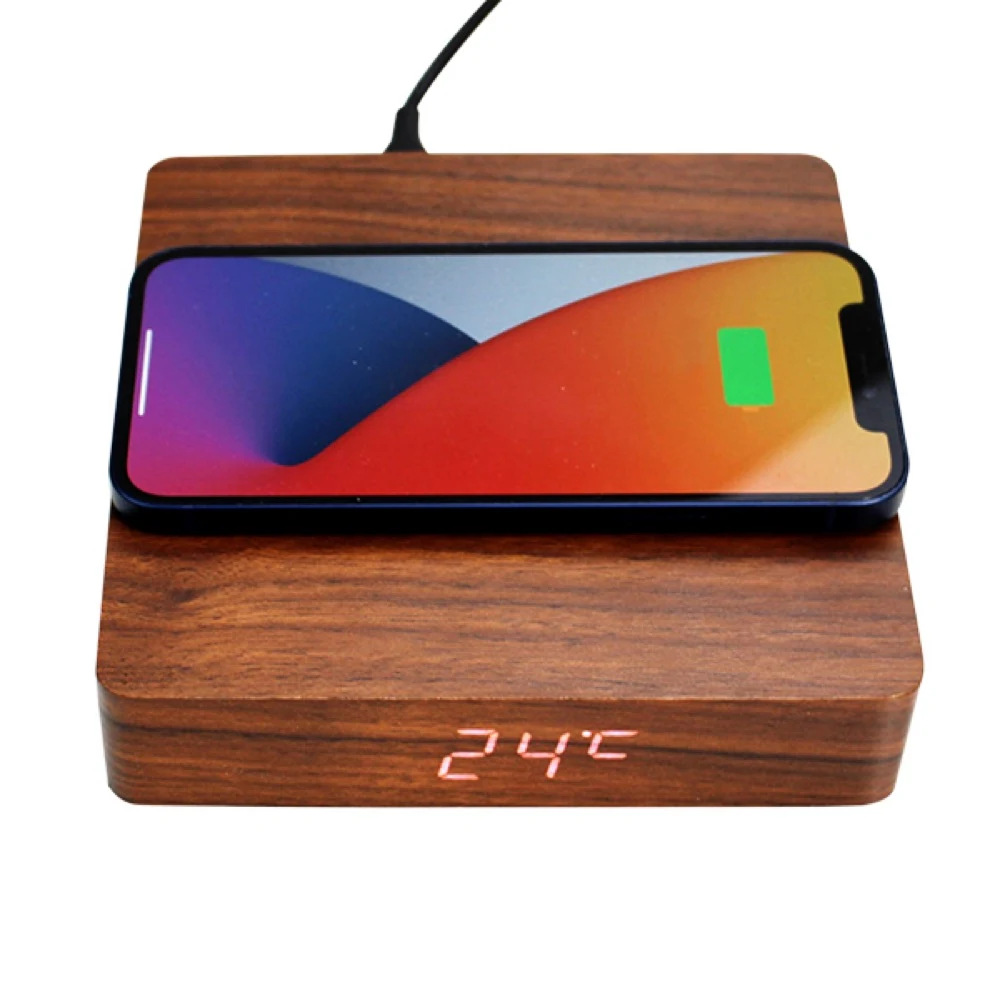 Eco Fast Wireless Charging Alarm Clock W/Temp 1