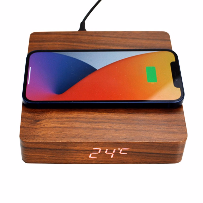 Eco Fast Wireless Charging Alarm Clock W/Temp