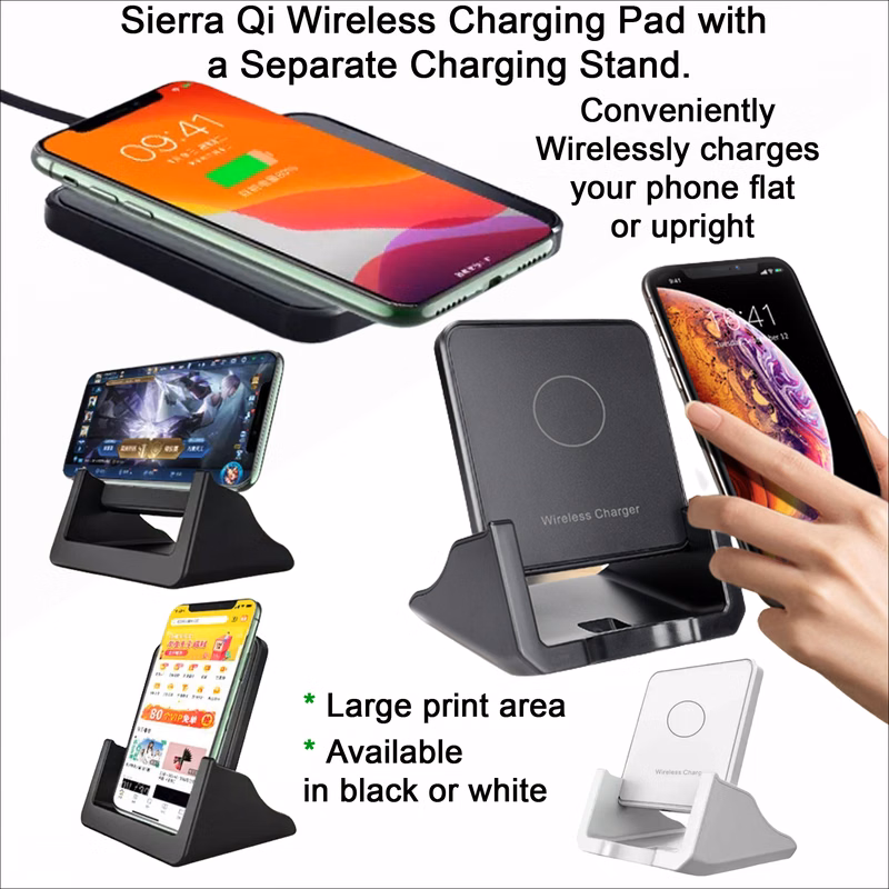 Sierra Qi Wireless Charging Pad with a Separate Charging Stand - 10 Watts Fast Charge No Extra Tarif