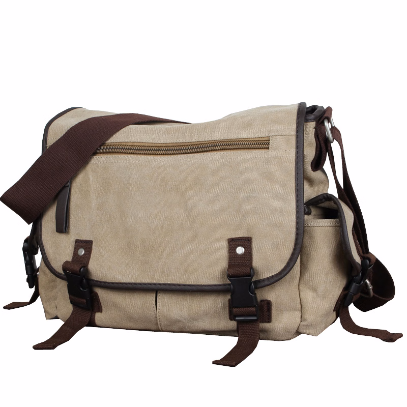 Vintage Canvas Messenger Bag for Men with Laptop Compartment