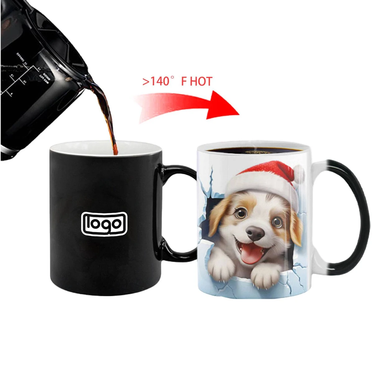 11oz Color Changing Ceramic Mug w/ 3D Dog Pattern 1