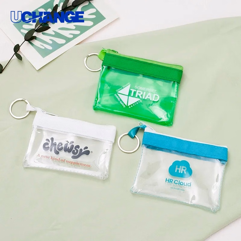 PVC Coin Purse with Zipper and Keychain for Daily Use