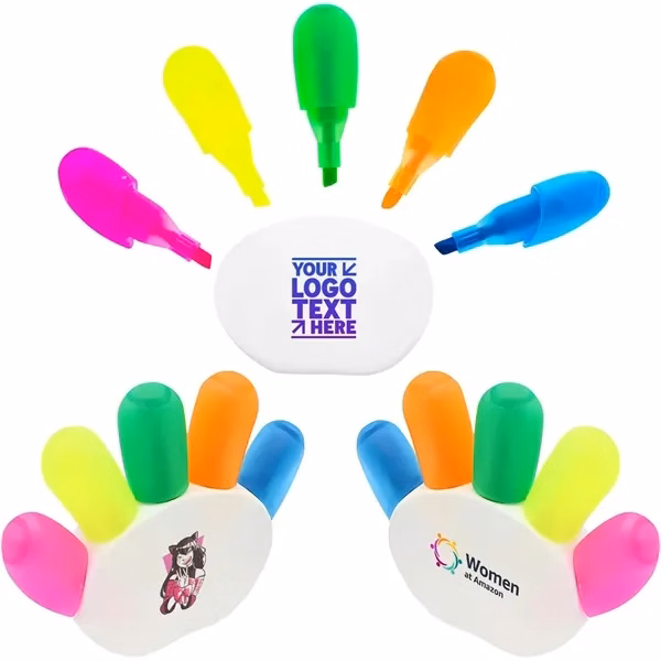 Personalized Palm Multicolor 5-In-1 Fluorescent Pens for Office, School and Events
