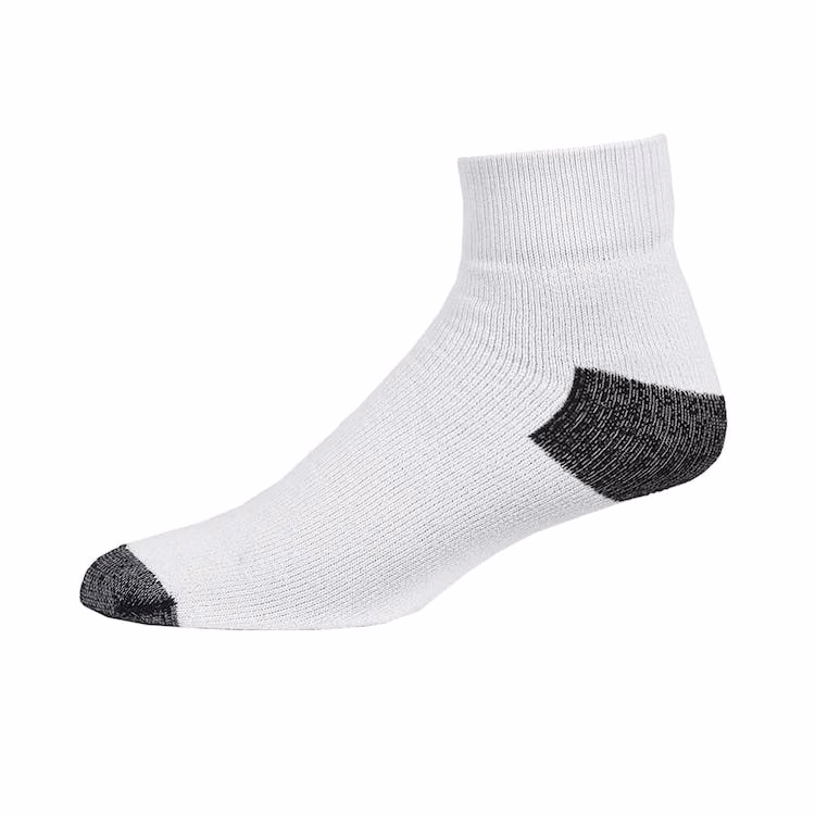 Adult Quarter Sports Socks - White with Black Size 9-11