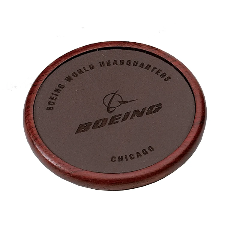 Solid Wood & Leather Coaster 1