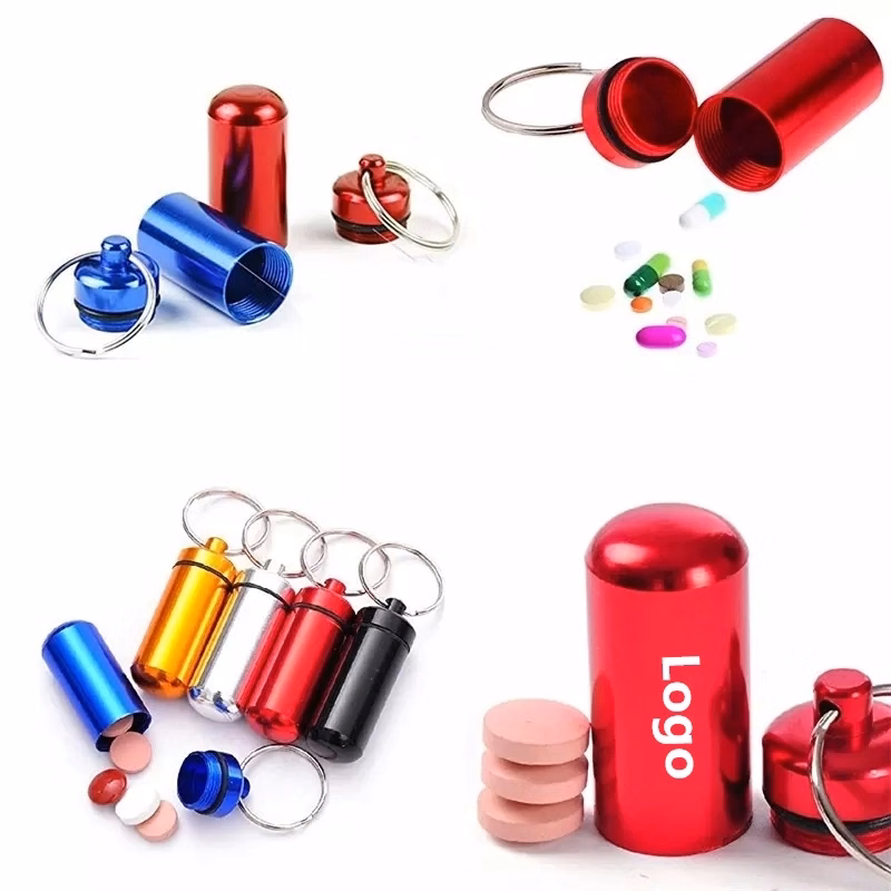 Aluminum Pill Box Key Ring