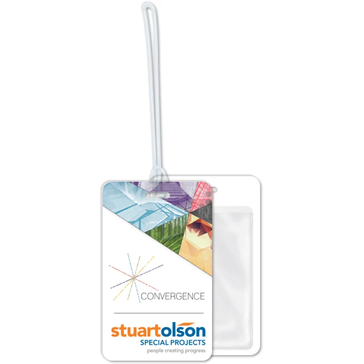 Extra Thick Plastic Stock Tag .080 white styrene, 2.75" x 4.5", Full colour, Clear Pocket, 9" Loop 1