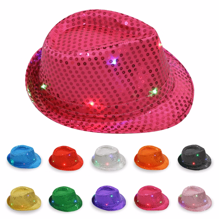 LED Light Up Sequin Fedoras Hats
