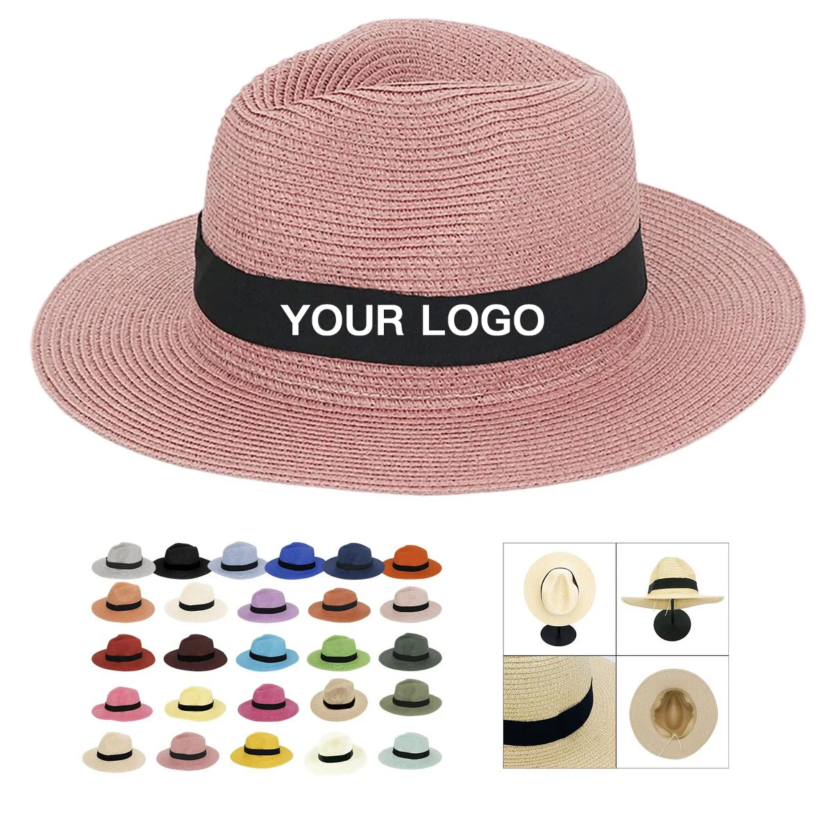 Custom Woven Straw Hat with Embroidery for Summer Fashion 1
