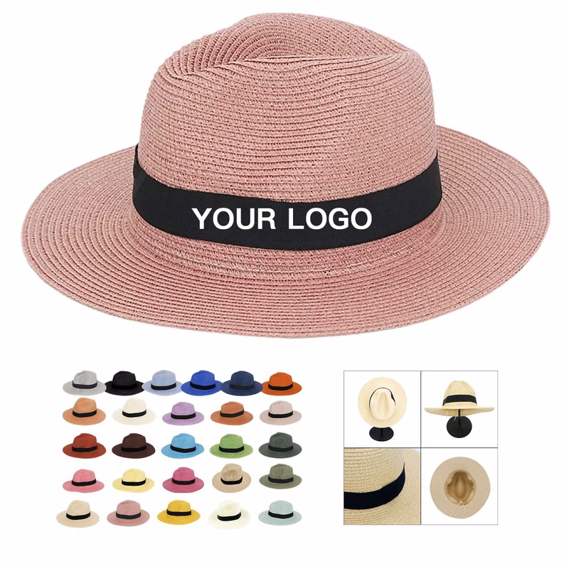 Custom Woven Straw Hat with Embroidery for Summer Fashion