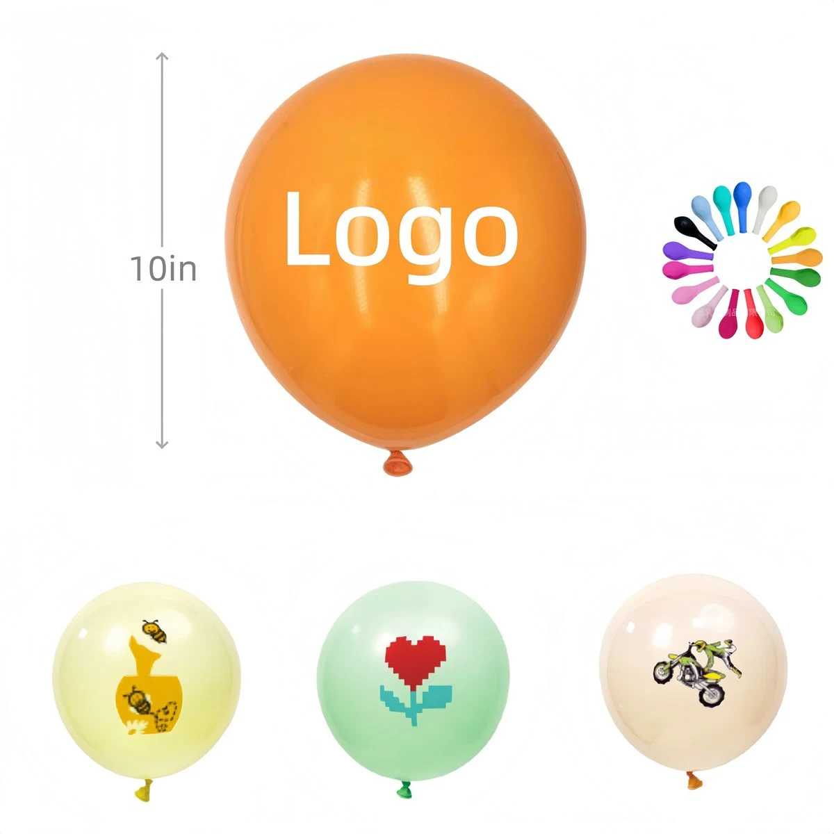 10" Full Color Custom Pattern Thickened Latex Balloons 1