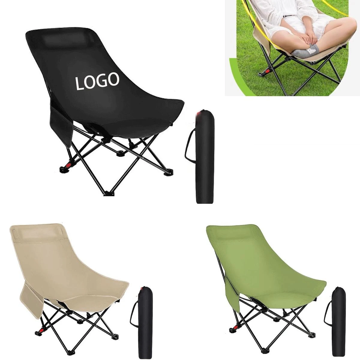 Outdoor Folding Chair with Adjustable Back 1