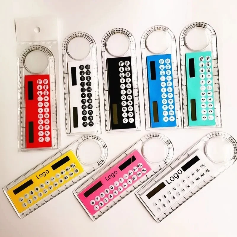 10 Cm Ruler w/Solar Calculator/ magnifying glass 1