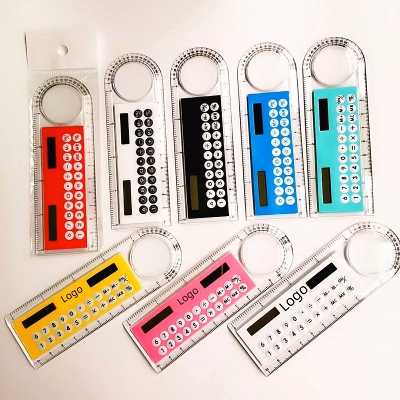 10 Cm Ruler w/Solar Calculator/ magnifying glass