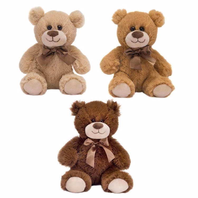 Sitting Brown Bears with Bow 3 Assorted - 9.5"