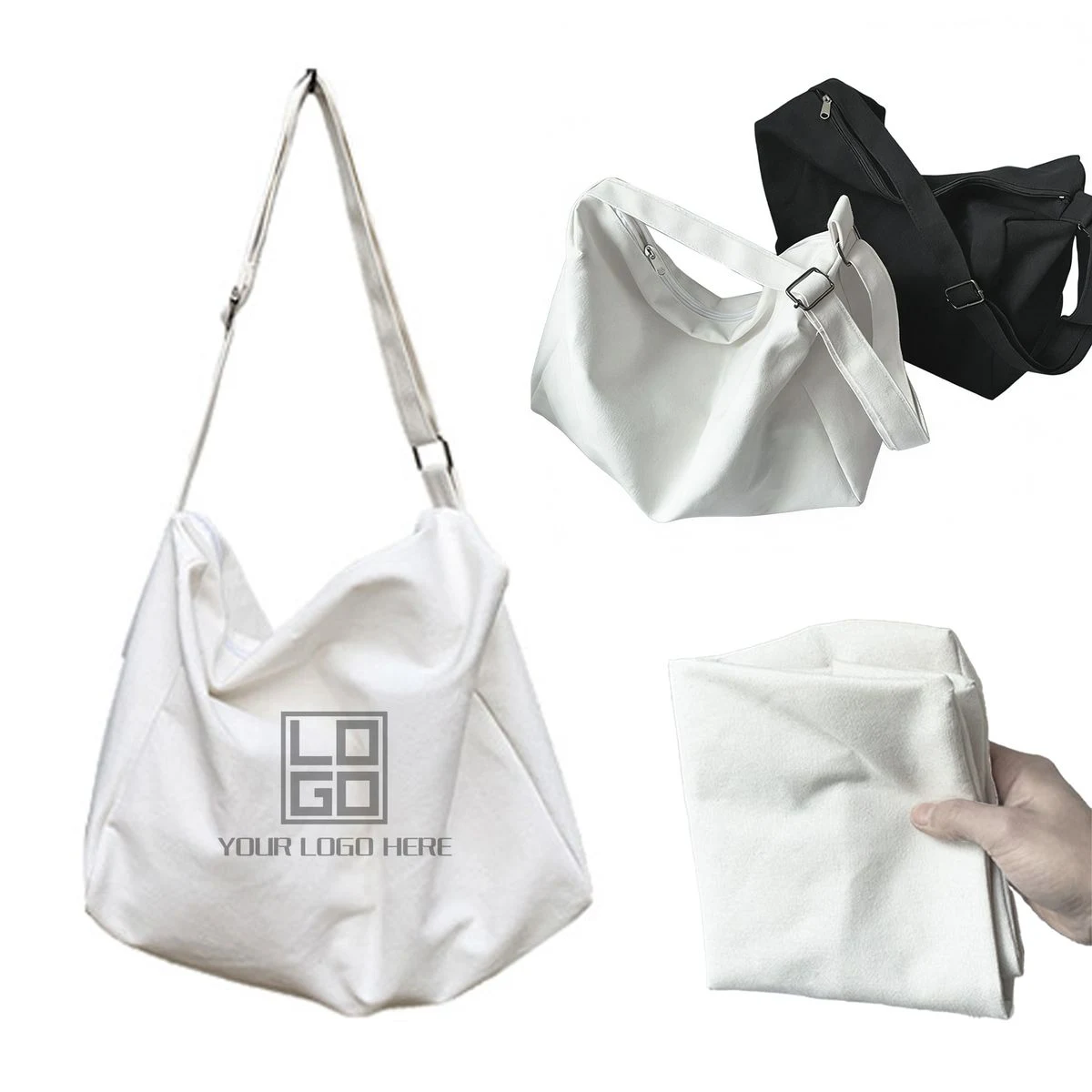 Solid Color Minimalist Customized Messenger Crossbody Canvas Bag 1