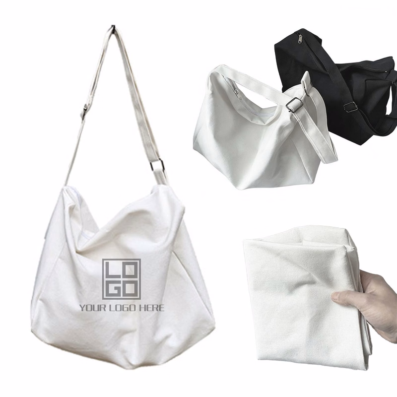 Solid Color Minimalist Customized Messenger Crossbody Canvas Bag