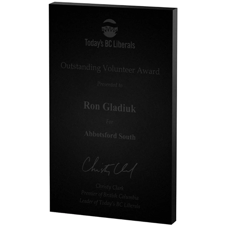 Black Rectangle Paper Weight (4"x 6"x 3/8") Laser Engraved 1
