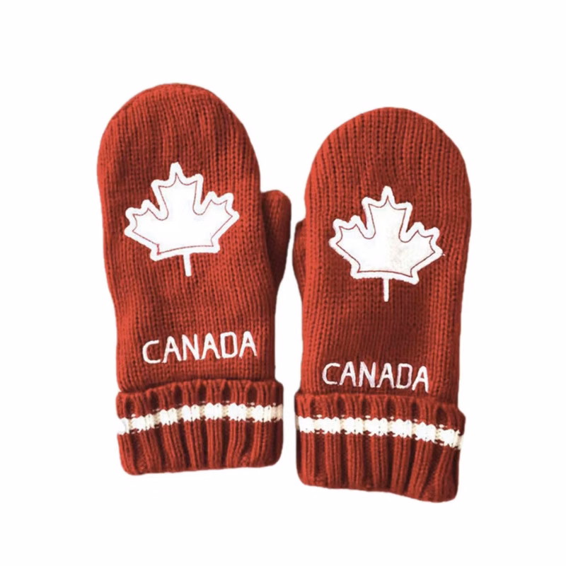 Acrylic Knit Mittens With Fleece Lining