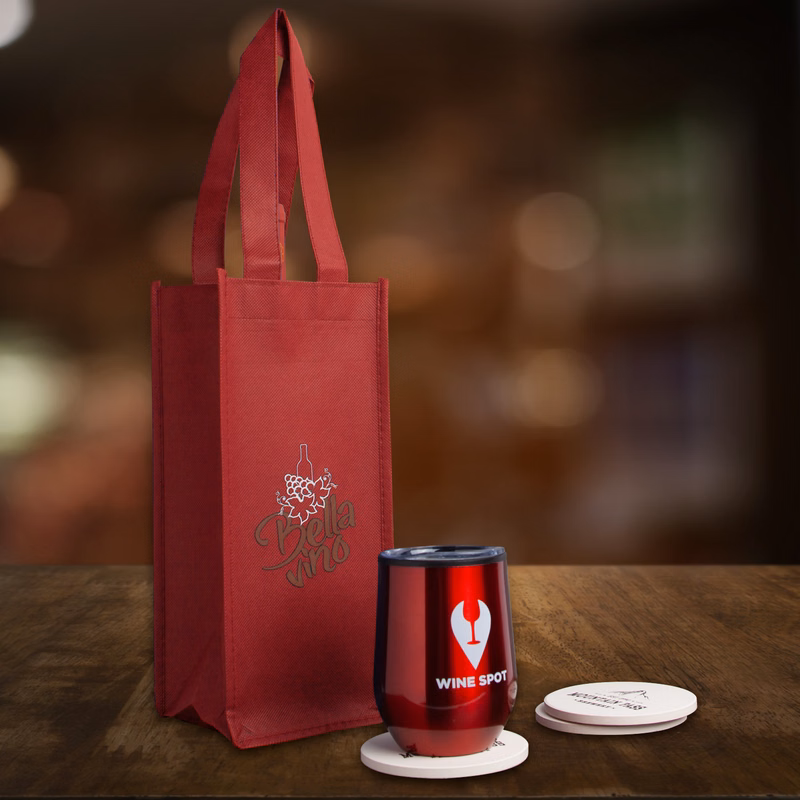 Hospitality Non-Woven Wine Bag (1 Color Imprint)