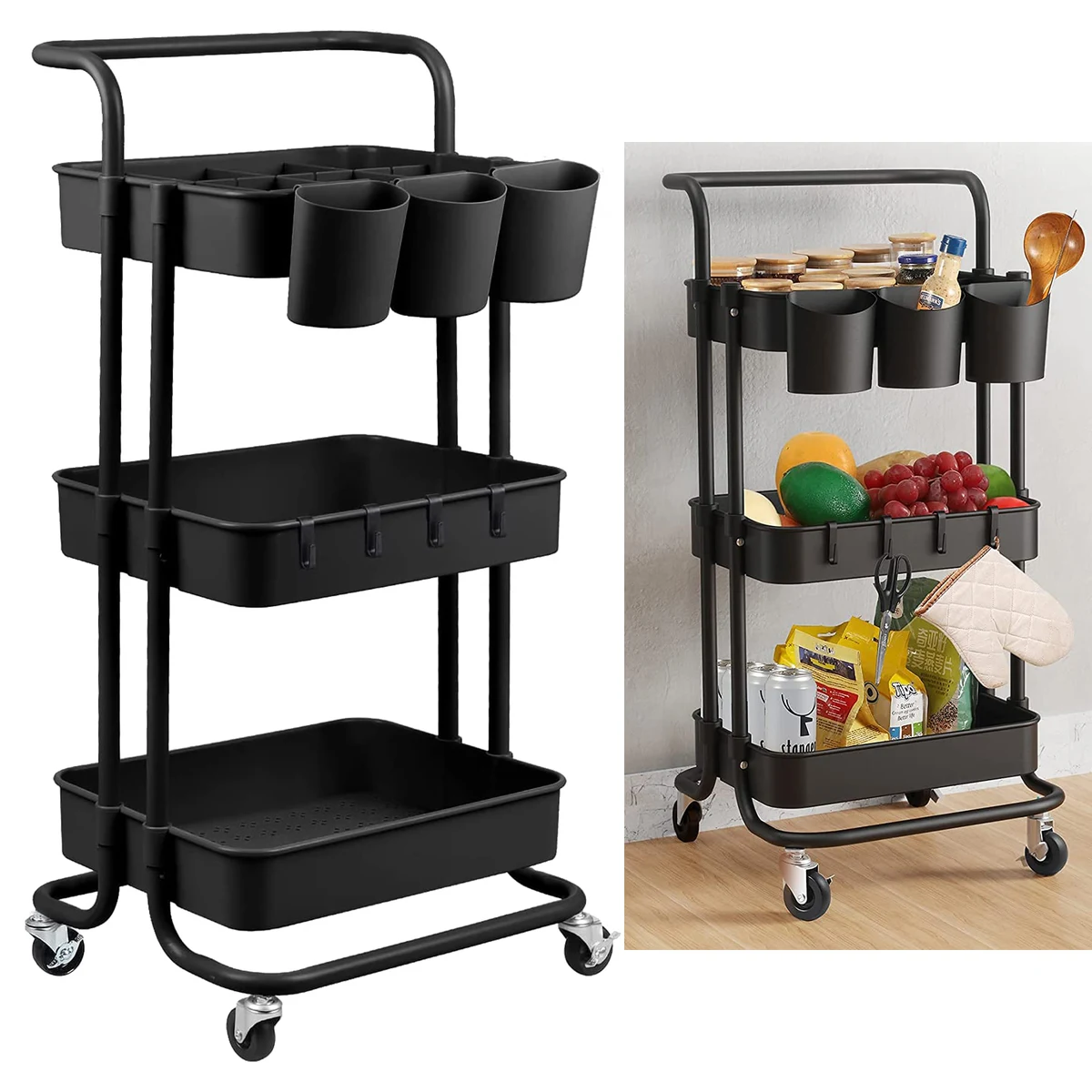 3-Tier Rolling Utility Cart Storage Shelves 1