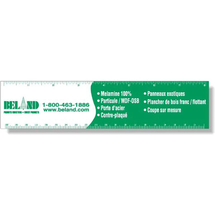 .020 White Plastic Rulers 1.88"x8.25" Rectangle / Square Corner, Spot Colour 1