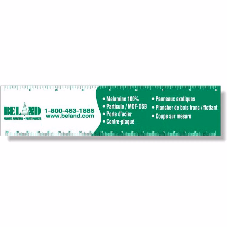 .020 White Plastic Rulers 1.88"x8.25" Rectangle / Square Corner, Spot Colour