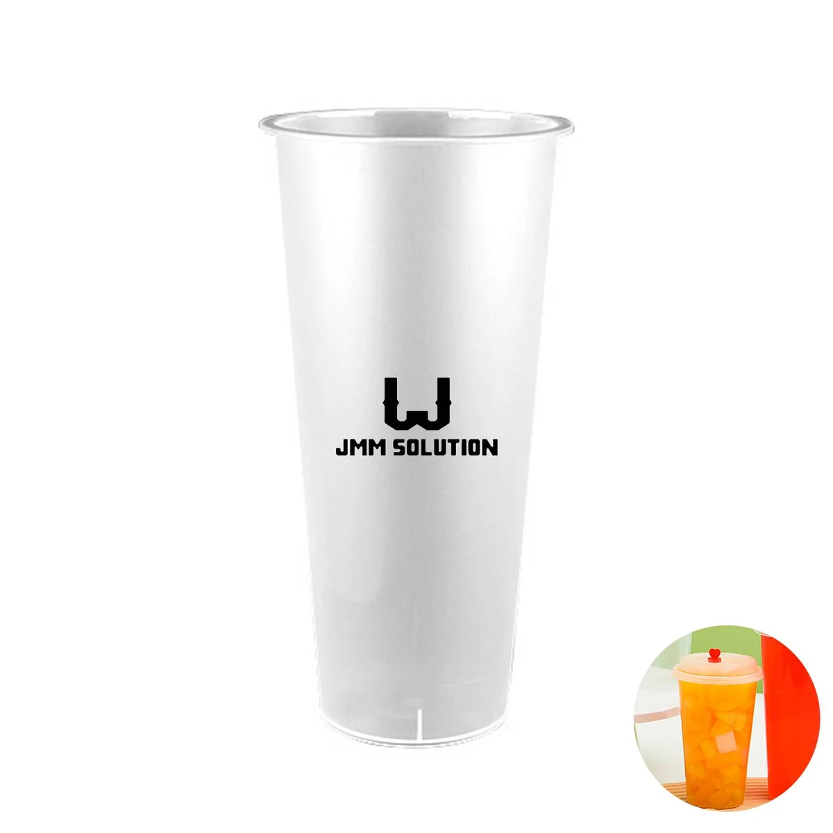 24OZ Convenient Durable Disposable Plastic Cup W/ Lid 1