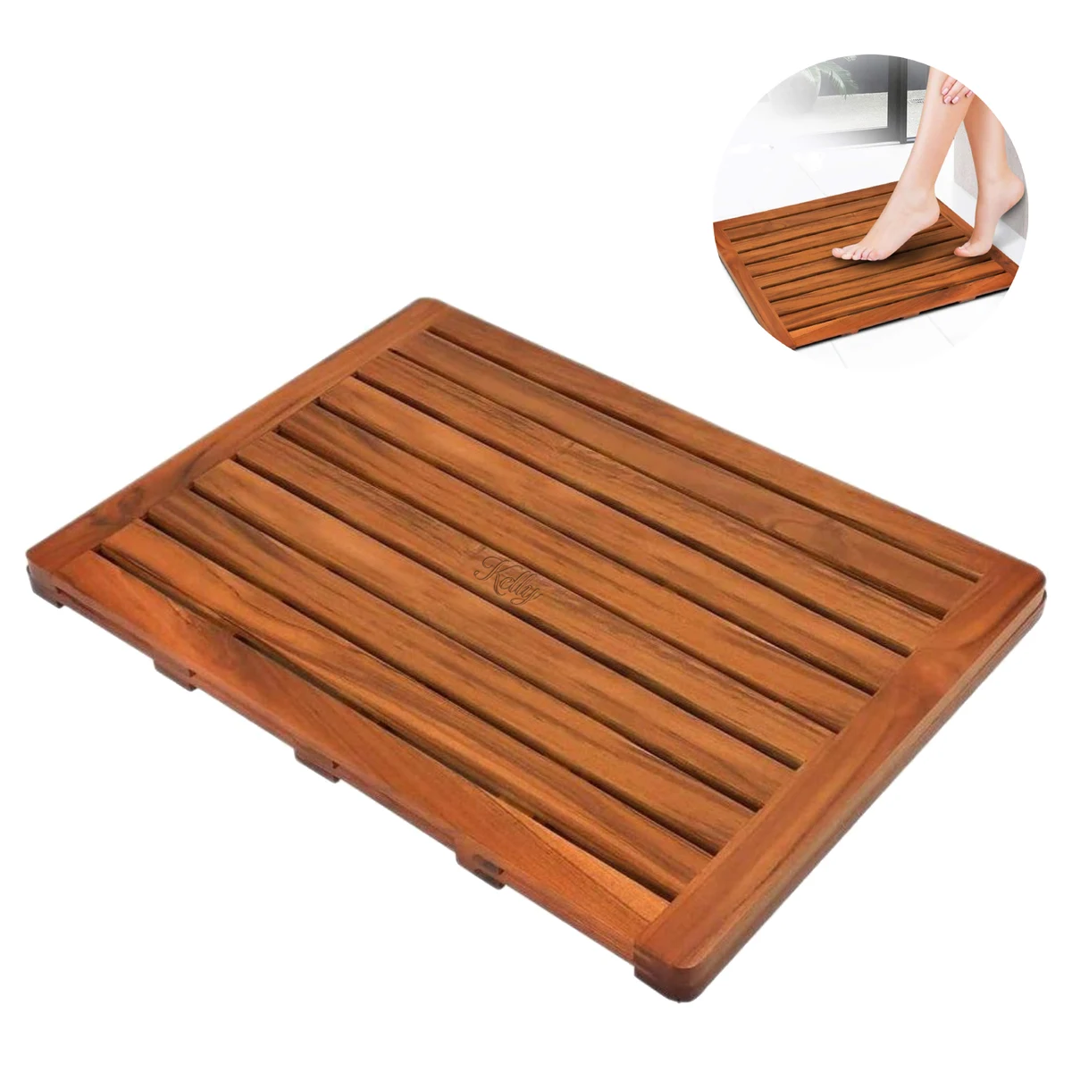 Bathroom Wooden Shower Drainage Anti Slip Mat 1