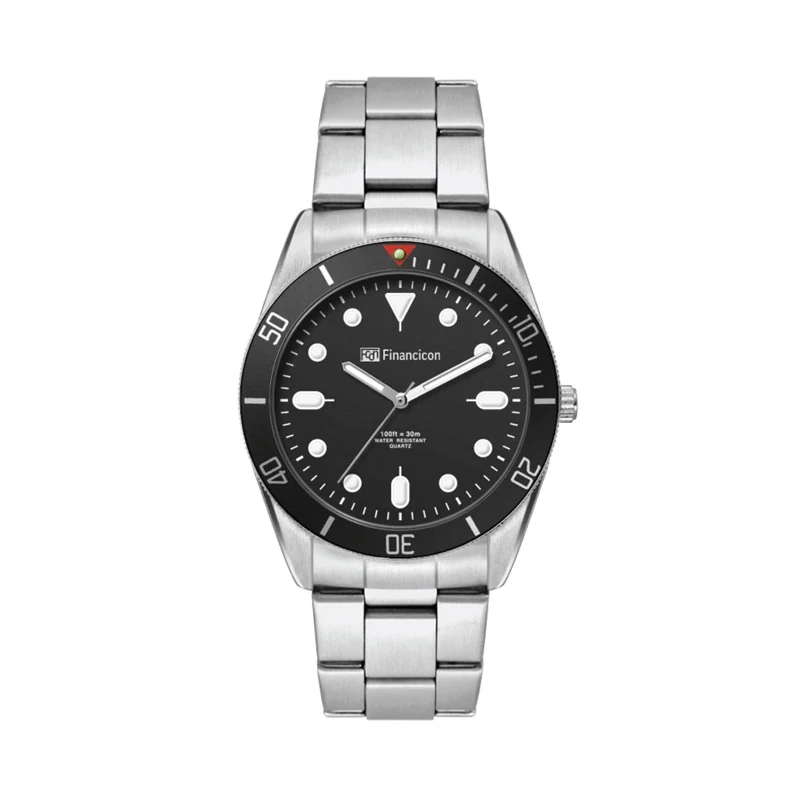 34MM, SILVER METAL CASE, BK BEZEL, 3-HAND MVT 1