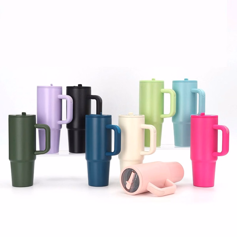 30 oz Stainless Steel Tumbler with Handle & Flip Straw Lid